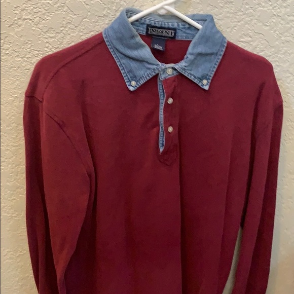 Lands' End Other - Vintage 90s lands end LS denim button collar polo